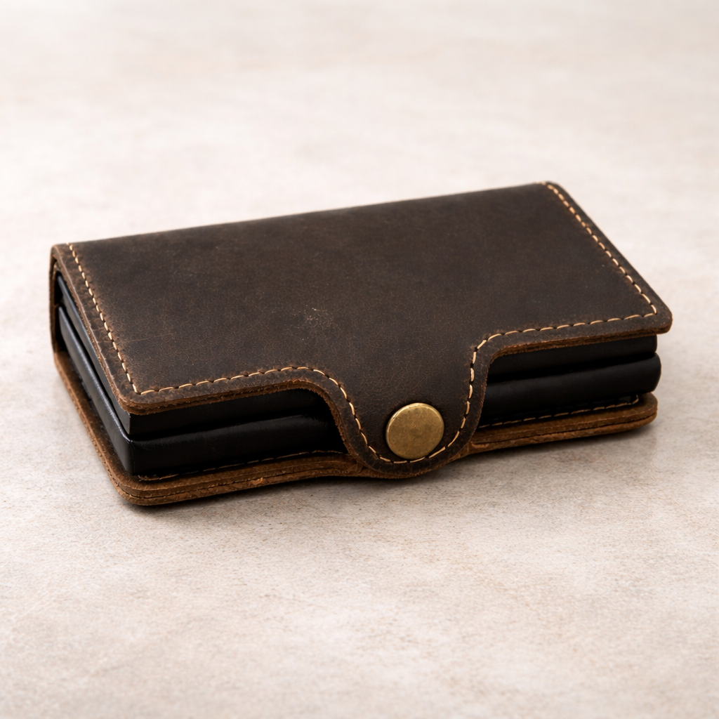 Billetera Tarjetero Doble CUERO Antirrobo Bloqueo RFID