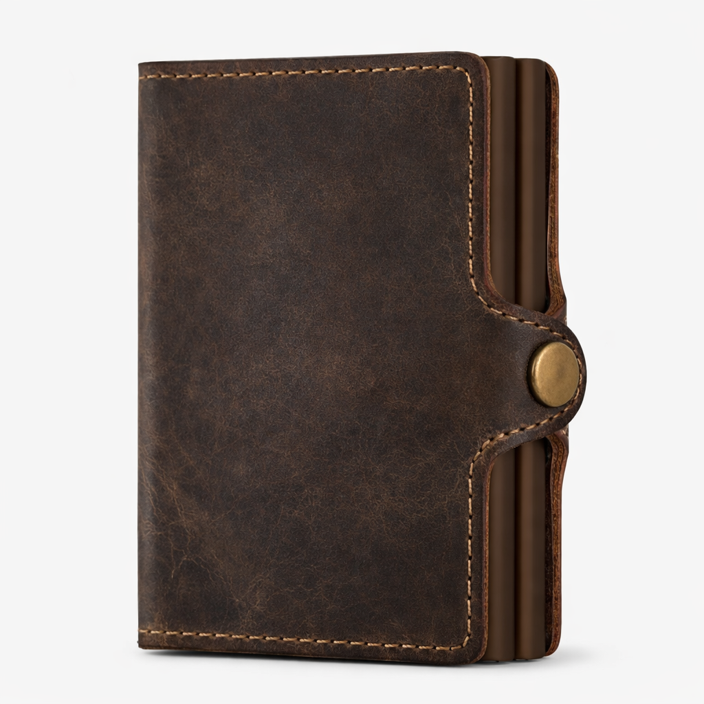 Billetera Tarjetero Doble CUERO Antirrobo Bloqueo RFID