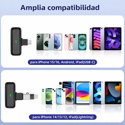 Micrófono Inalámbrico Solapero USB-C / Lightning – Grabación Profesional para iPhone y Android