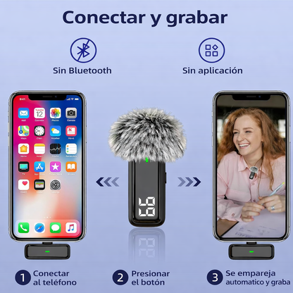 Micrófono Inalámbrico Solapero USB-C / Lightning – Grabación Profesional para iPhone y Android