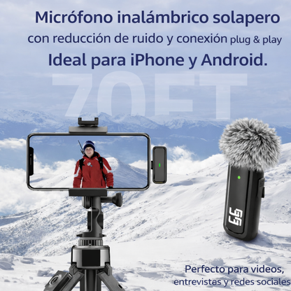 Micrófono Inalámbrico Solapero USB-C / Lightning – Grabación Profesional para iPhone y Android