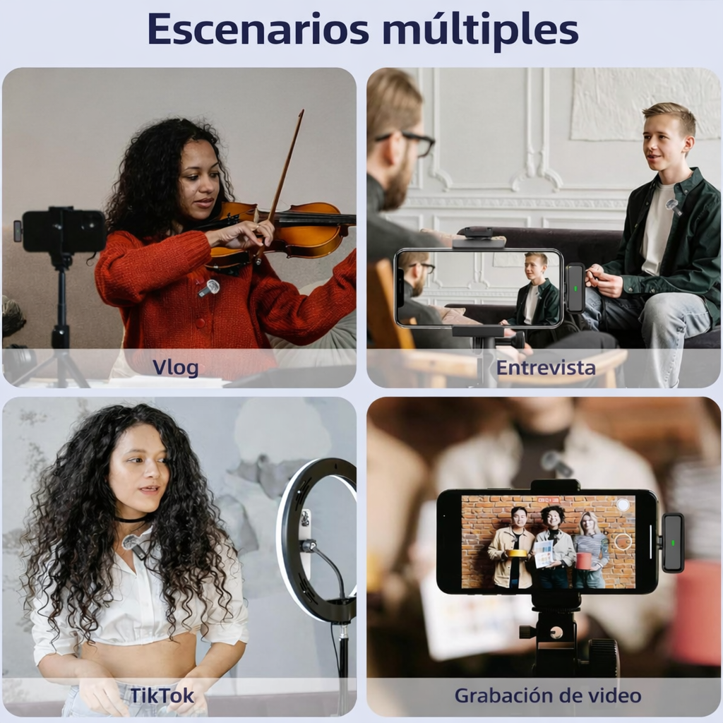 Micrófono Inalámbrico Solapero USB-C / Lightning – Grabación Profesional para iPhone y Android