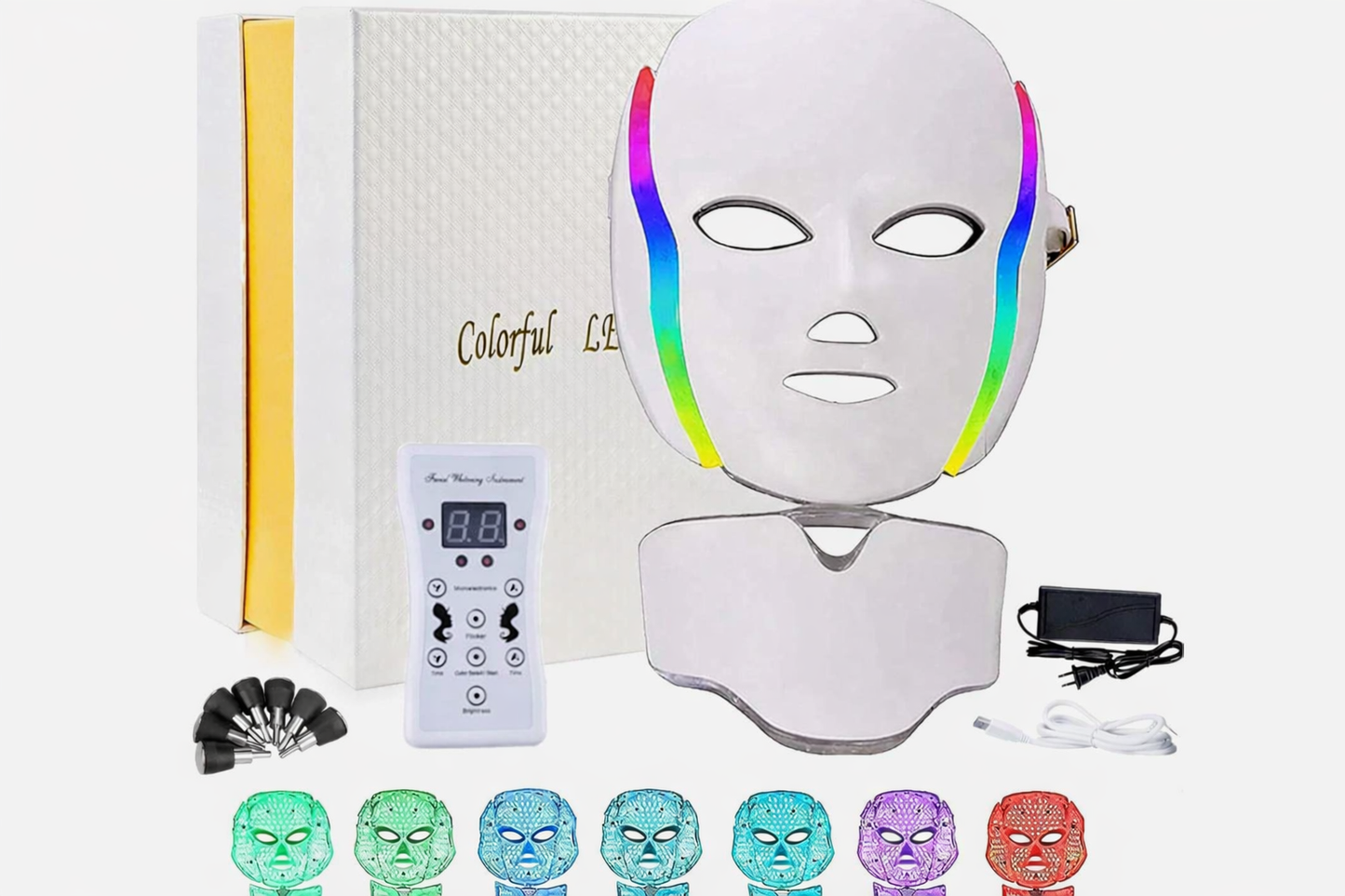 Máscara Facial LED 7 Colores Fototerapia Antiarrugas Rejuvenecimiento