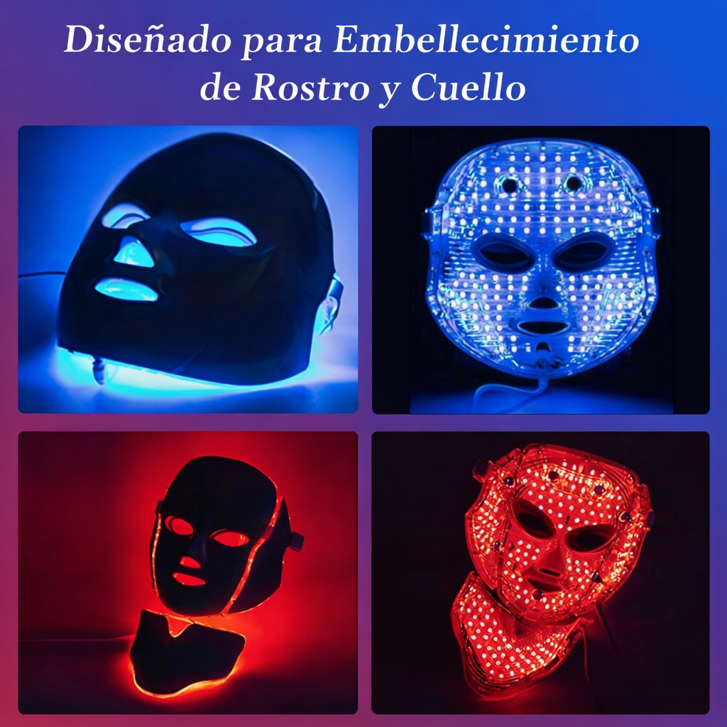 Máscara Facial LED 7 Colores Fototerapia Antiarrugas Rejuvenecimiento