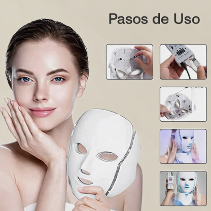 Máscara Facial LED 7 Colores Fototerapia Antiarrugas Rejuvenecimiento