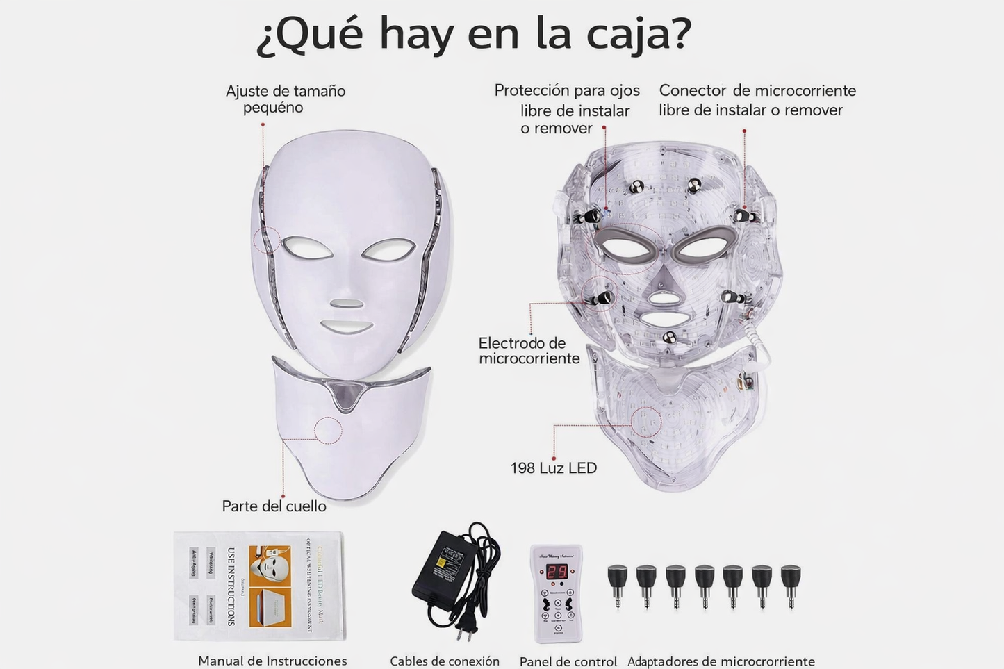 Máscara Facial LED 7 Colores Fototerapia Antiarrugas Rejuvenecimiento