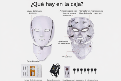 Máscara Facial LED 7 Colores Fototerapia Antiarrugas Rejuvenecimiento