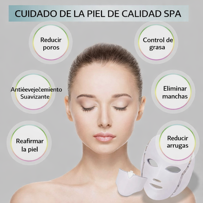 Máscara Facial LED 7 Colores Fototerapia Antiarrugas Rejuvenecimiento
