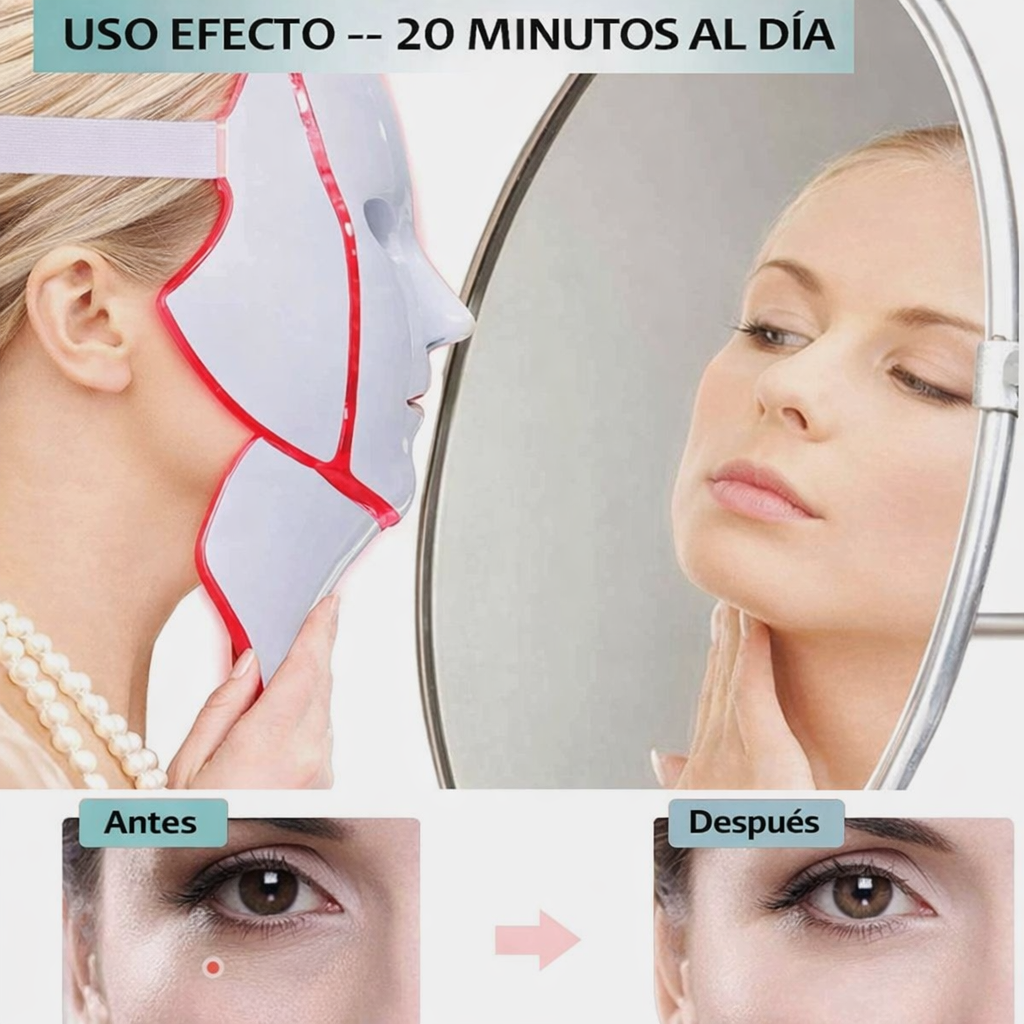 Máscara Facial LED 7 Colores Fototerapia Antiarrugas Rejuvenecimiento