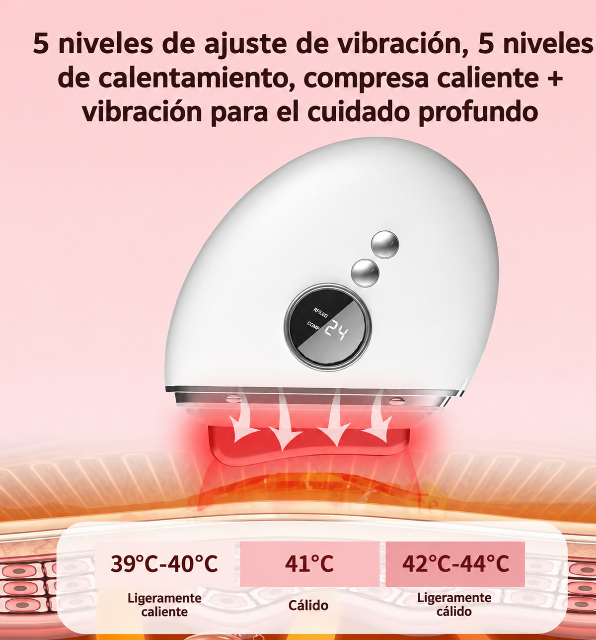 Guasha con Radiofrecuencia, Luz Led y Vibración + Aceite de Regalo