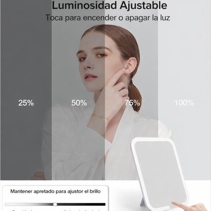 Maletín Organizador Cosméticos con Espejo LED Cuero Vegano
