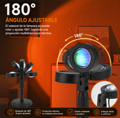 Lampara proyector sunset 16 colores control remoto decoracion