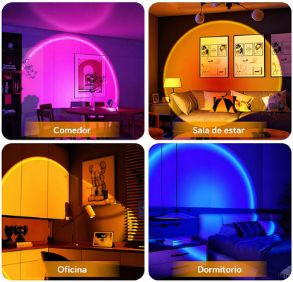Lampara proyector sunset 16 colores control remoto decoracion