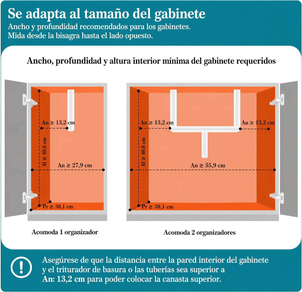 Organizador cocina 2 niveles especias bajo fregadero metal