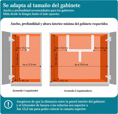 Organizador cocina 2 niveles especias bajo fregadero metal