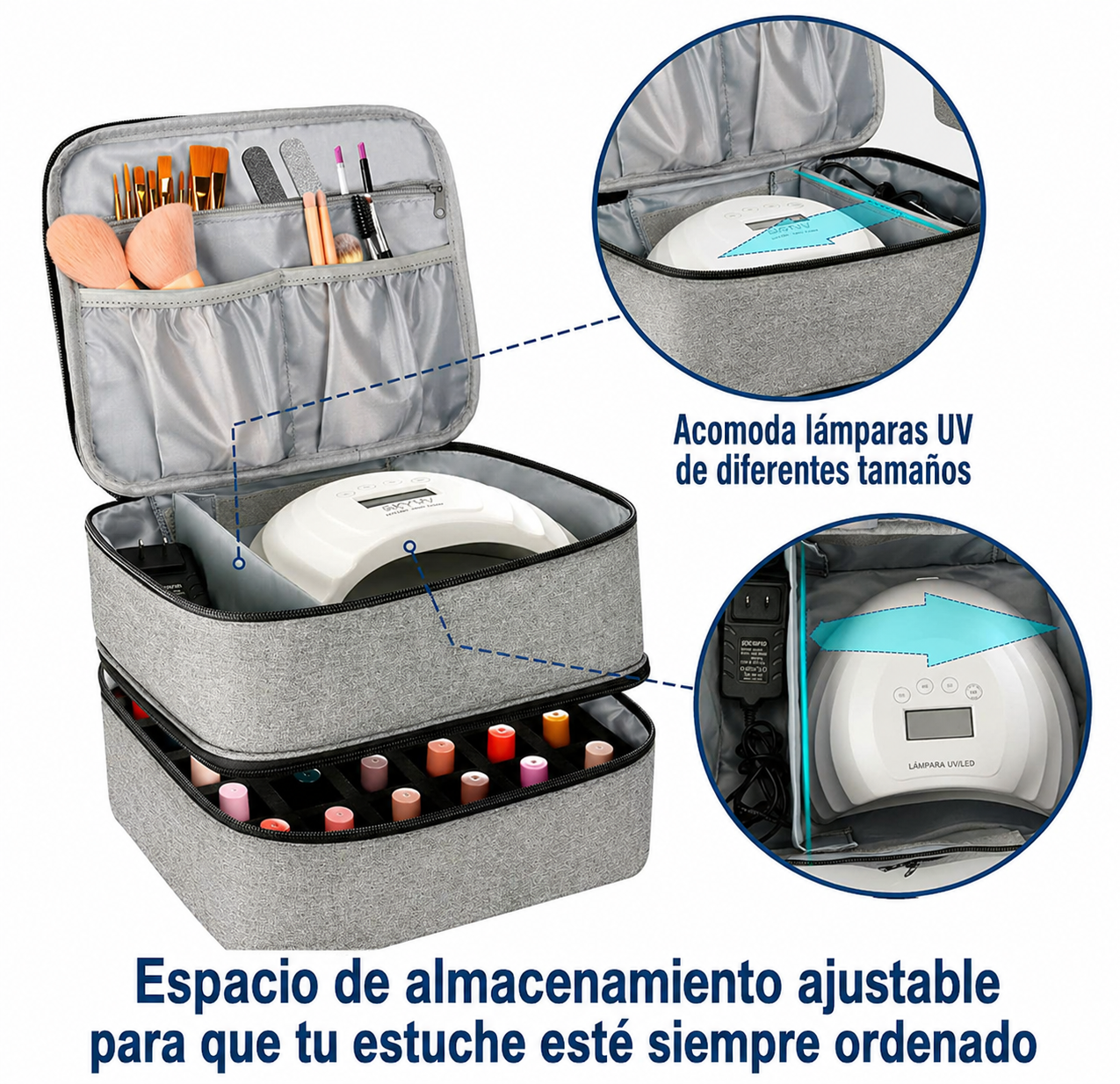 Maletin Organizador Esmaltes Uñas Maquillaje Doble Capa