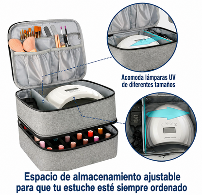 Maletin Organizador Esmaltes Uñas Maquillaje Doble Capa