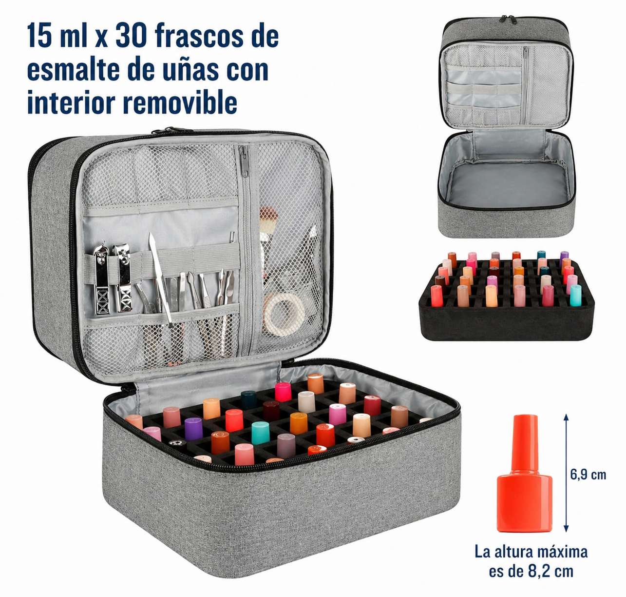 Maletin Organizador Esmaltes Uñas Maquillaje Doble Capa