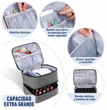 Maletin Organizador Esmaltes Uñas Maquillaje Doble Capa