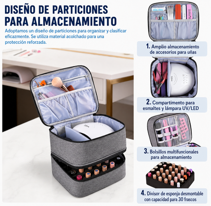 Maletin Organizador Esmaltes Uñas Maquillaje Doble Capa