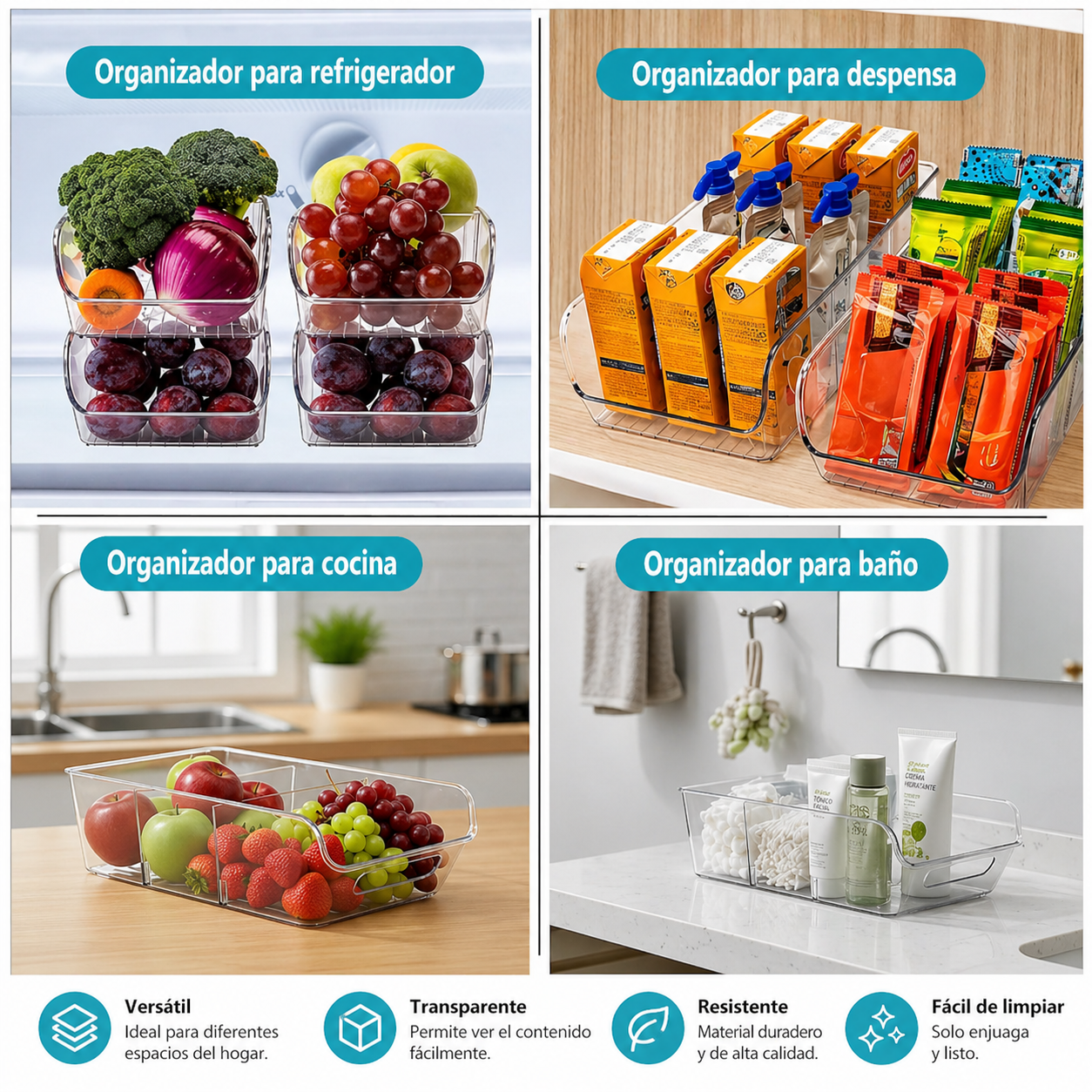 Cajas Organizadoras De Acrílico Heladera Alacena Multiuso