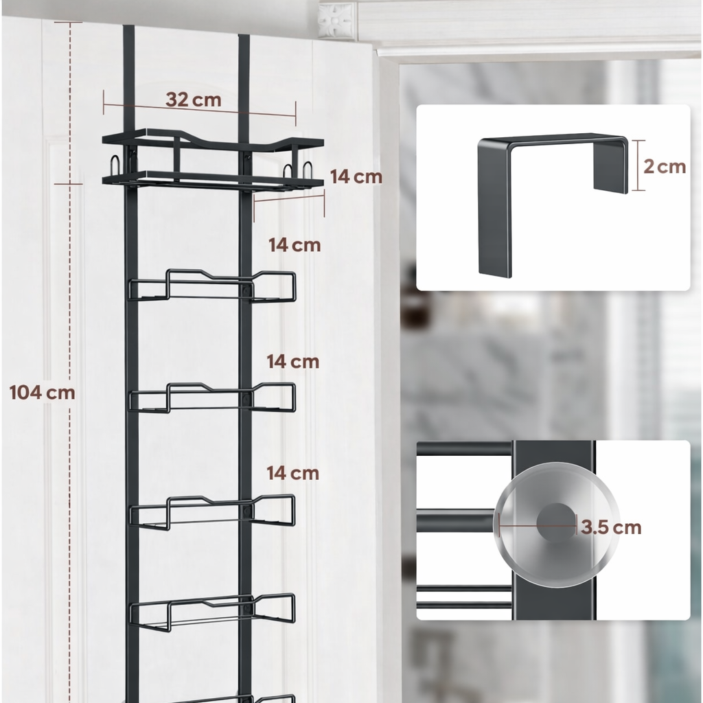 Toallero Puerta Perchero Colgante 6 Niveles para Baño