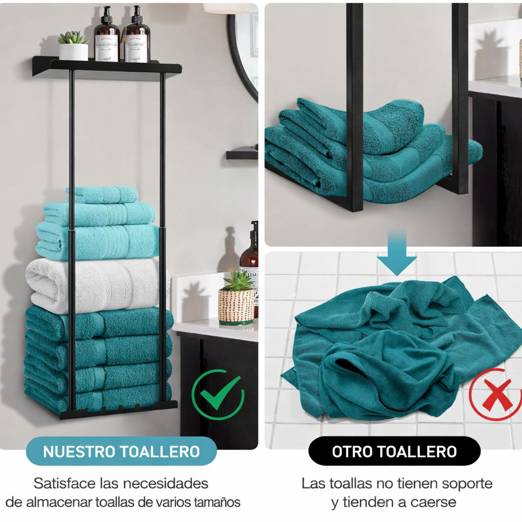 Toallero Pared Extensible Ajustable Sin Taladro