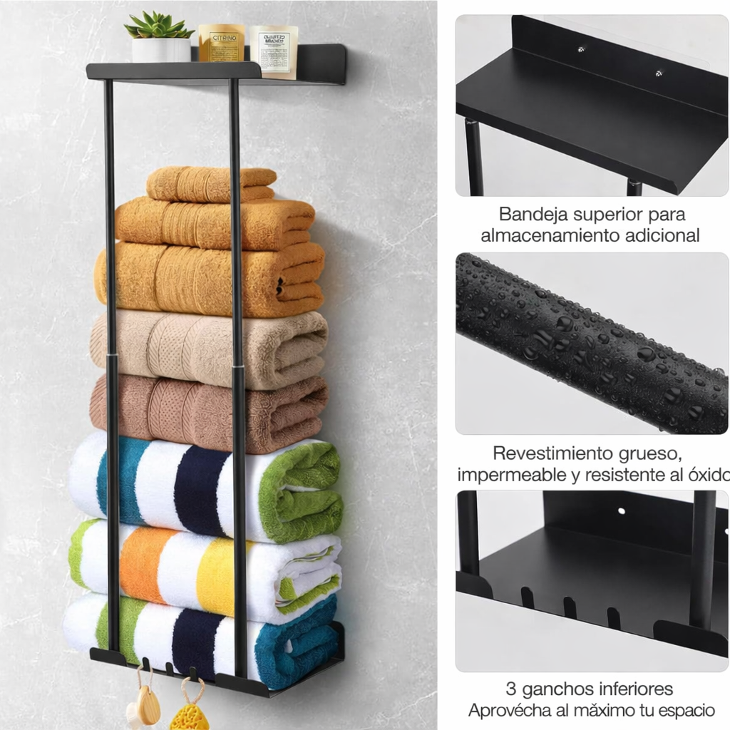 Toallero Pared Extensible Ajustable Sin Taladro