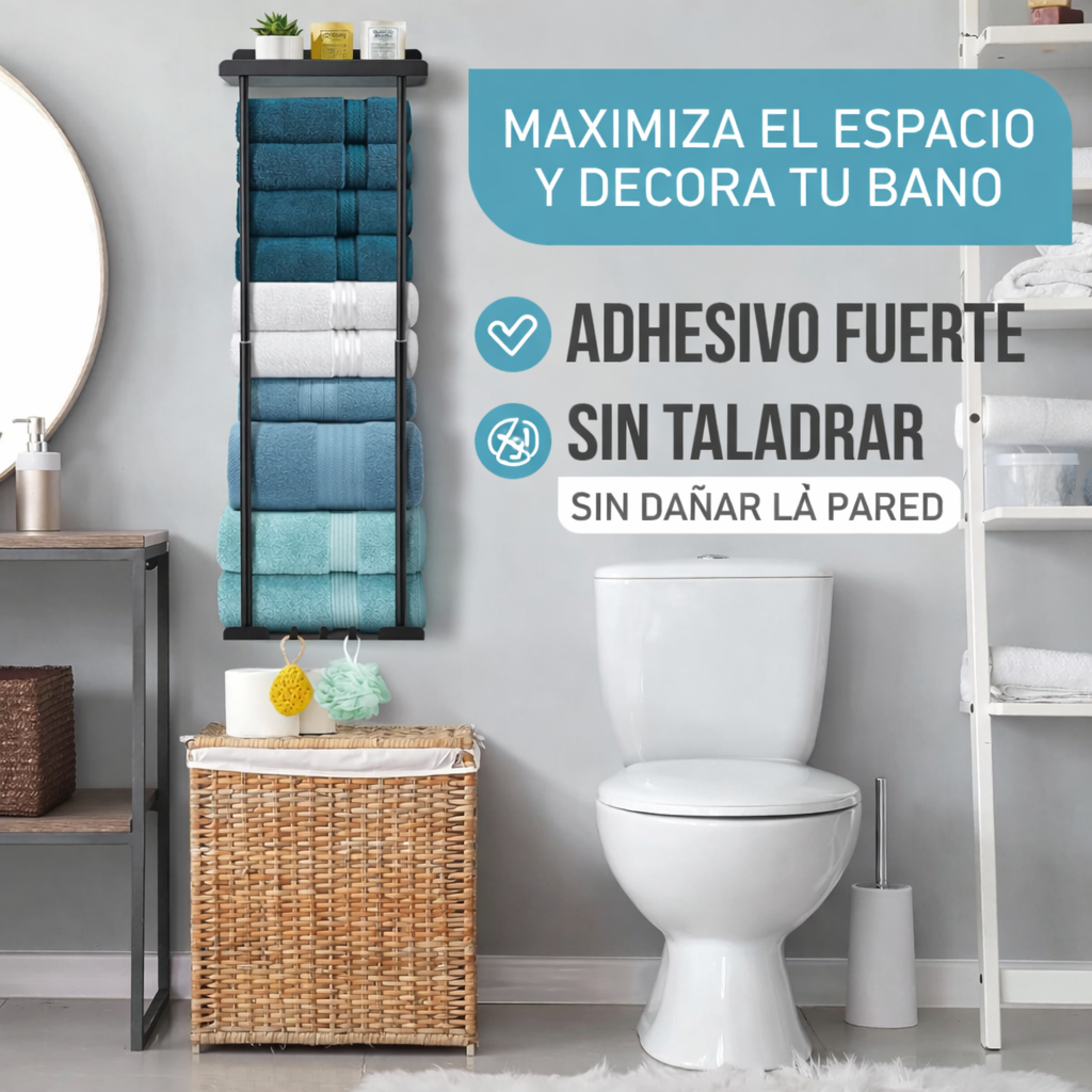 Toallero Pared Extensible Ajustable Sin Taladro