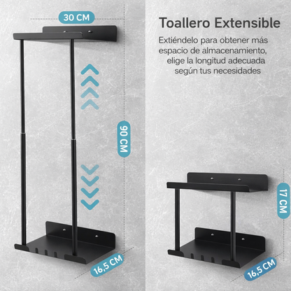 Toallero Pared Extensible Ajustable Sin Taladro