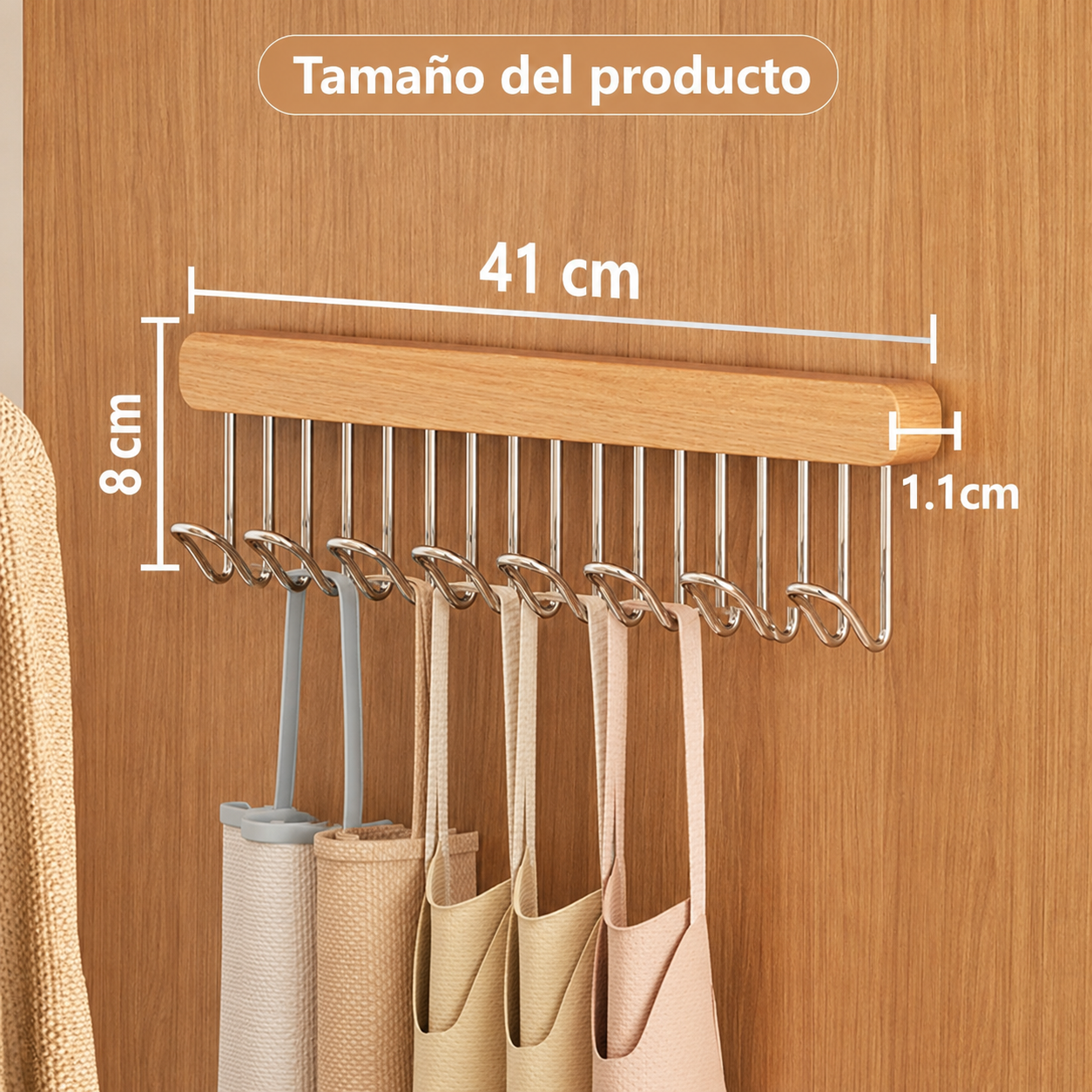 Organizador Deslizable Placard 12 Ganchos Metal