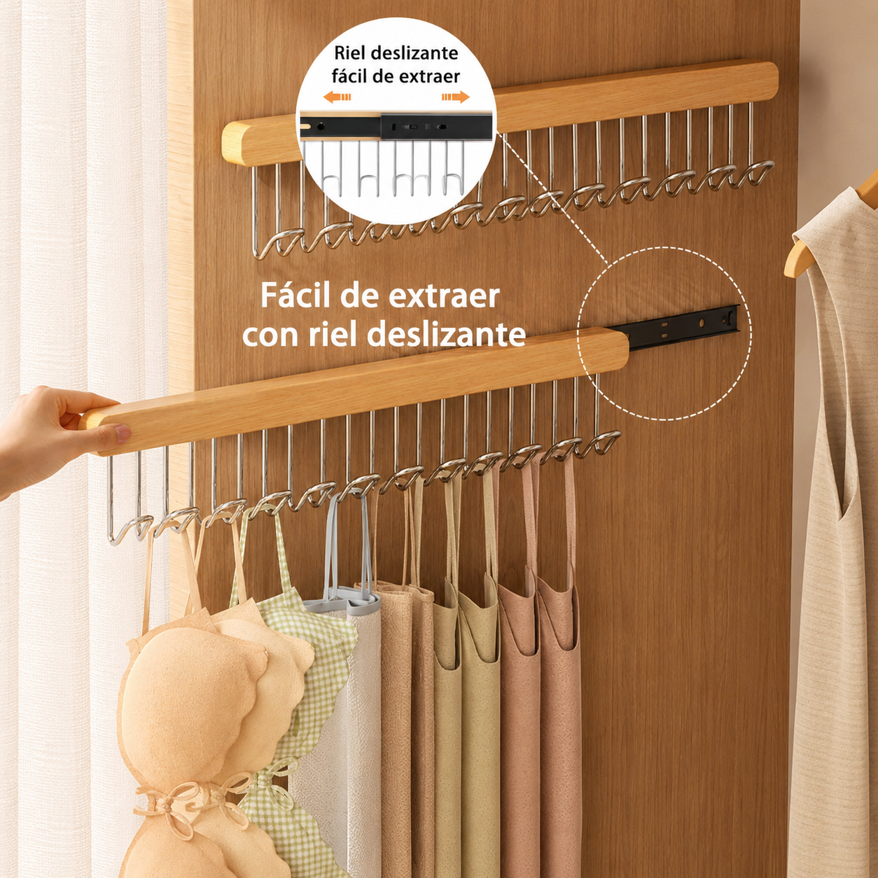 Organizador Deslizable Placard 12 Ganchos Metal