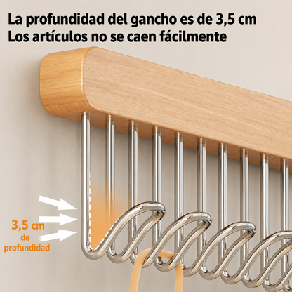 Organizador Deslizable Placard 12 Ganchos Metal