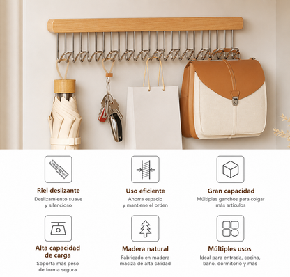 Organizador Deslizable Placard 12 Ganchos Metal