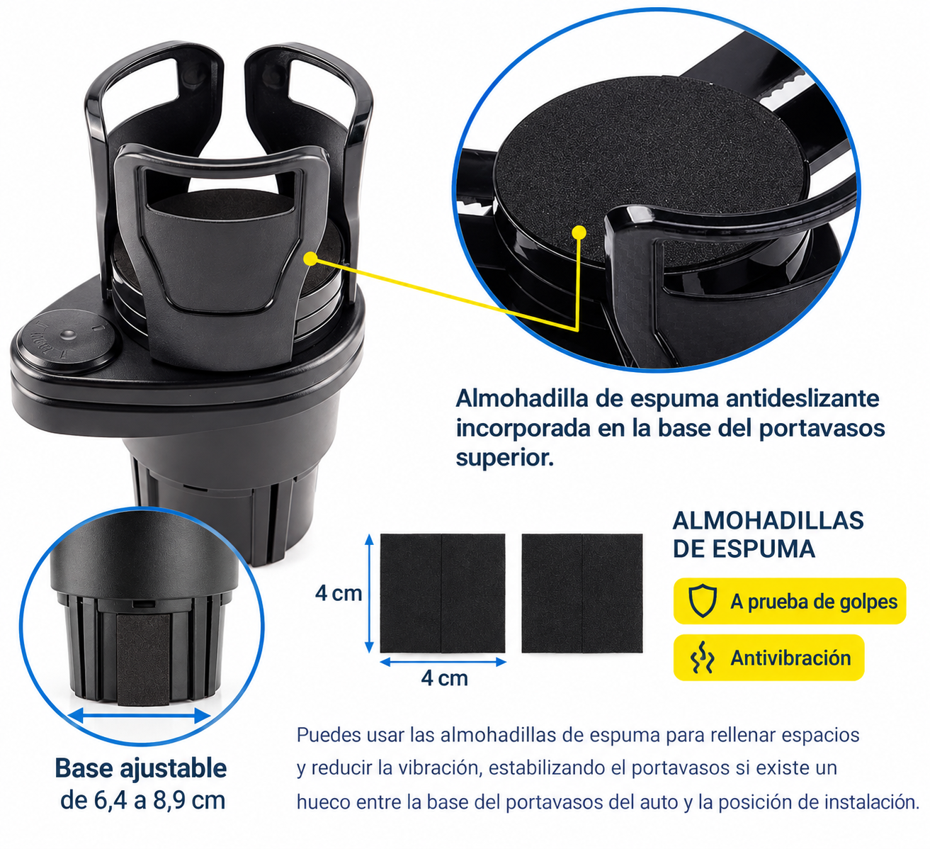 Posavaso Portavaso Mate Auto Camioneta Ajustable