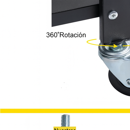 Estante Metálico Plegable de 4 Niveles con Ruedas
