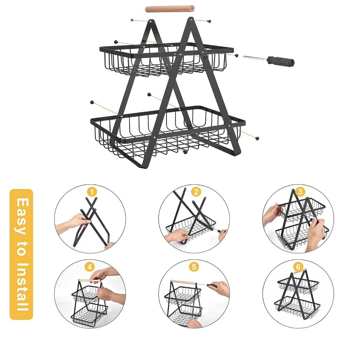 Frutero Organizador Canasta de dos Niveles Grande