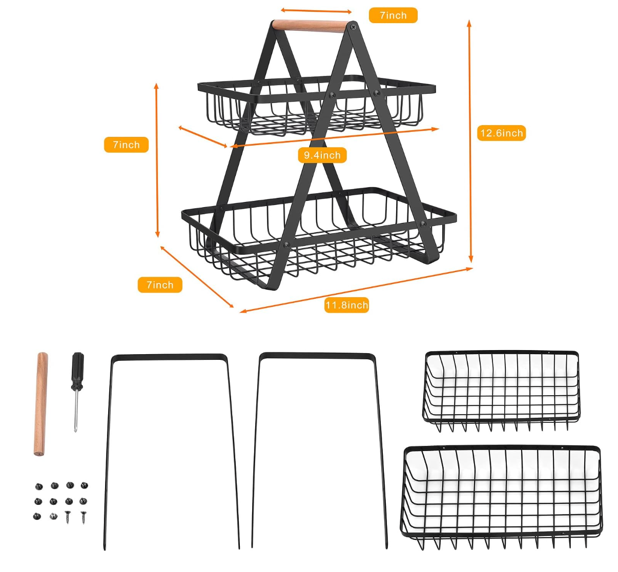 Frutero Organizador Canasta de dos Niveles Grande