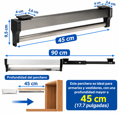 Perchero Colgador de Ropa Extensible para Ropero 45 cms