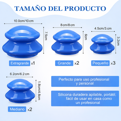 Kit 8 Ventosas Chinas Silicona Vacumterapia Cupping