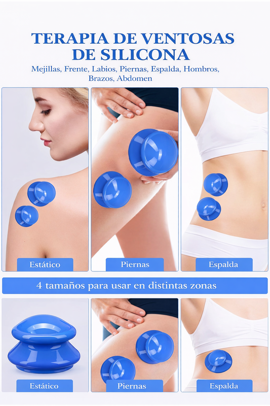 Kit 8 Ventosas Chinas Silicona Vacumterapia Cupping