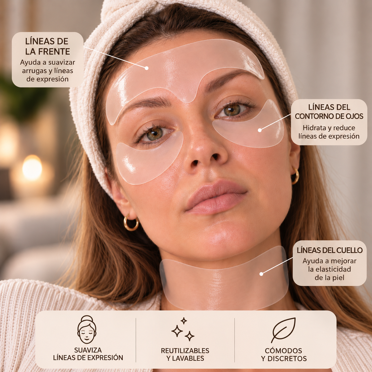 Parches de Silicona Faciales y cuello 4 piezas