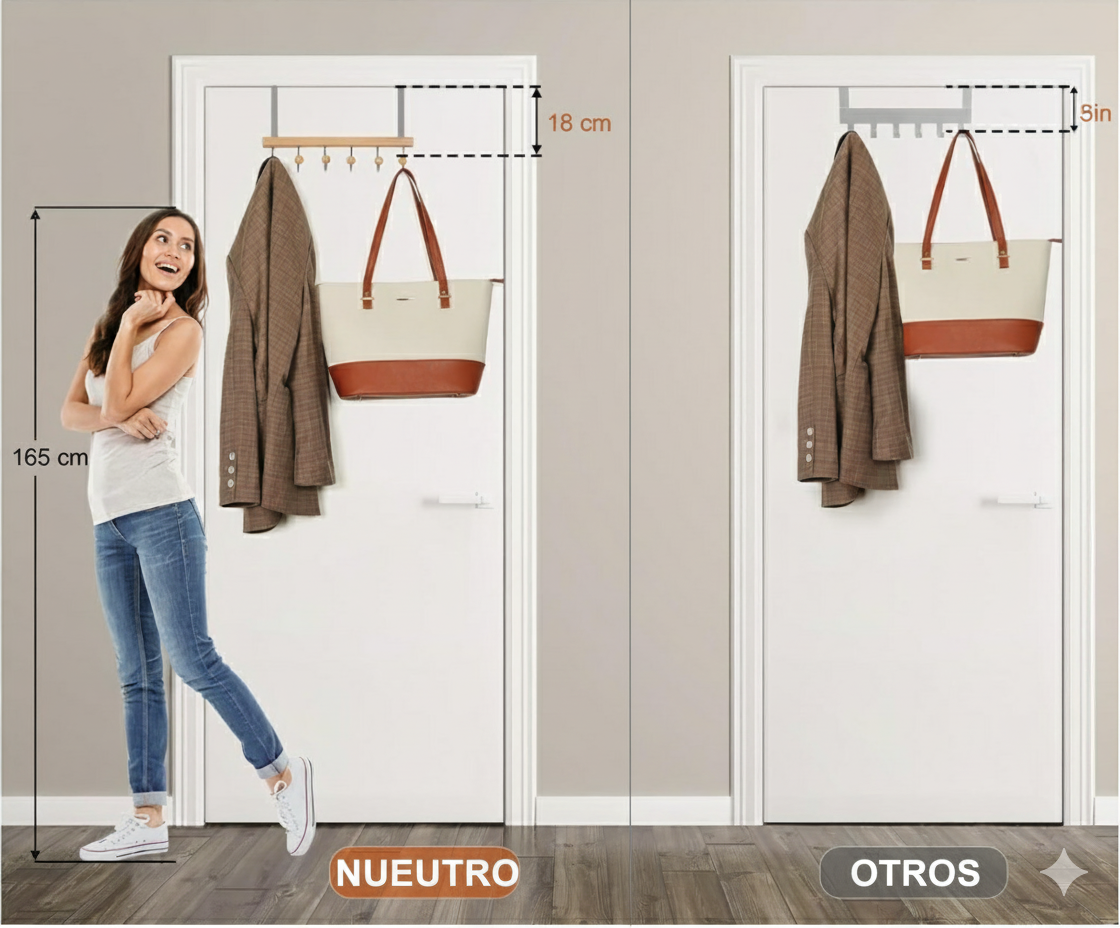 Perchero Colgante para Puerta  6 Ganchos