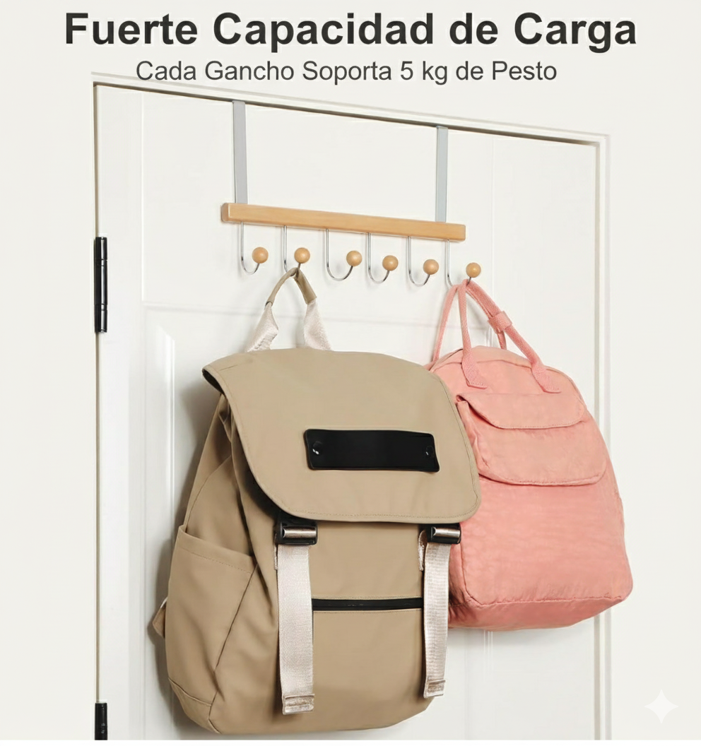 Perchero Colgante para Puerta  6 Ganchos