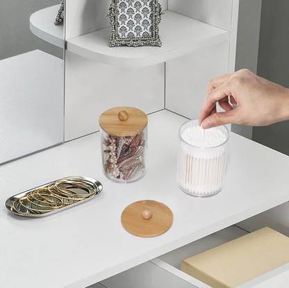 Set x 4 Dispensadores Tarros Con Tapas de Bamboo