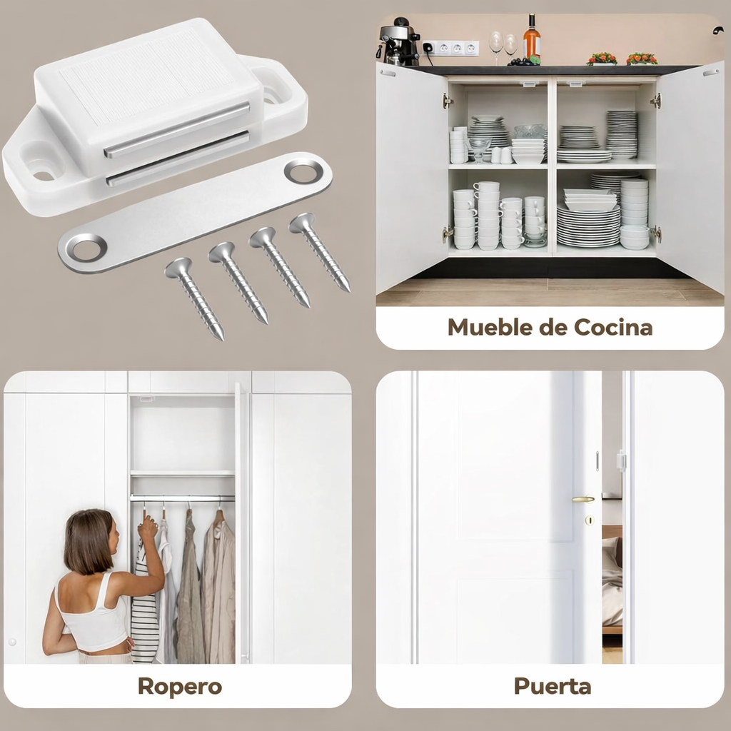 Kit x 6 Cierre Tope Puerta Muebles Magnético