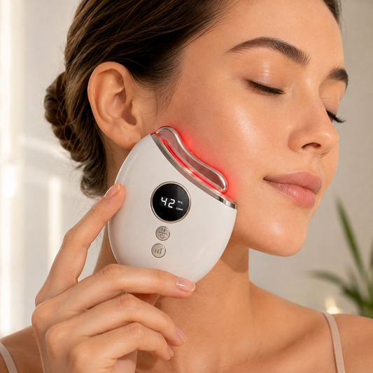 Guasha con Radiofrecuencia, Luz Led y Vibración + Aceite de Regalo
