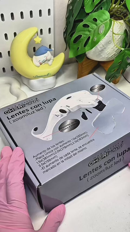 Lentes Lupa Vincha Cabeza Luz LED y 5 Lentes Intercambiables Manos Libres