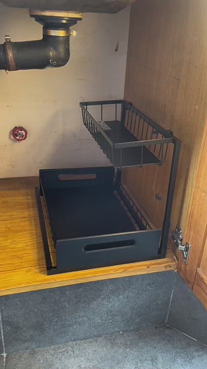 Organizador cocina 2 niveles especias bajo fregadero metal