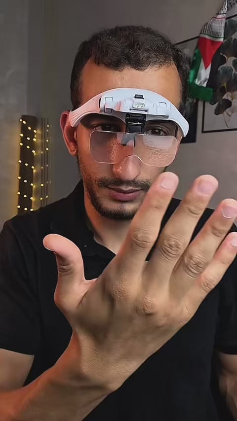 Lentes Lupa Vincha Cabeza Luz LED y 5 Lentes Intercambiables Manos Libres